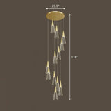 Spiral Conical Pendant Light For Modern Stairwells - Multi-Light Acrylic Hanging Fixture