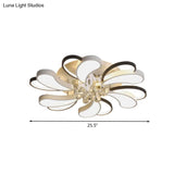 Spiral Heart Semi Flush Led Lamp With Crystal Droplet