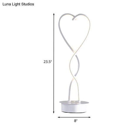 Spiral Heart Shaped Led Desk Lamp In Warm White Light - Contemporary Acrylic Table Lighting For