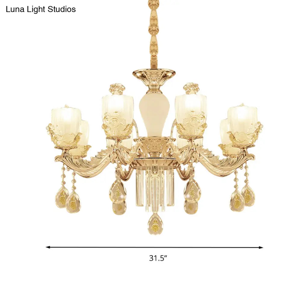 Sputnik Clear Glass Chandelier With 6/8 Gold Pendant Lights - Wide 27.5’/31.5’ Sleek And