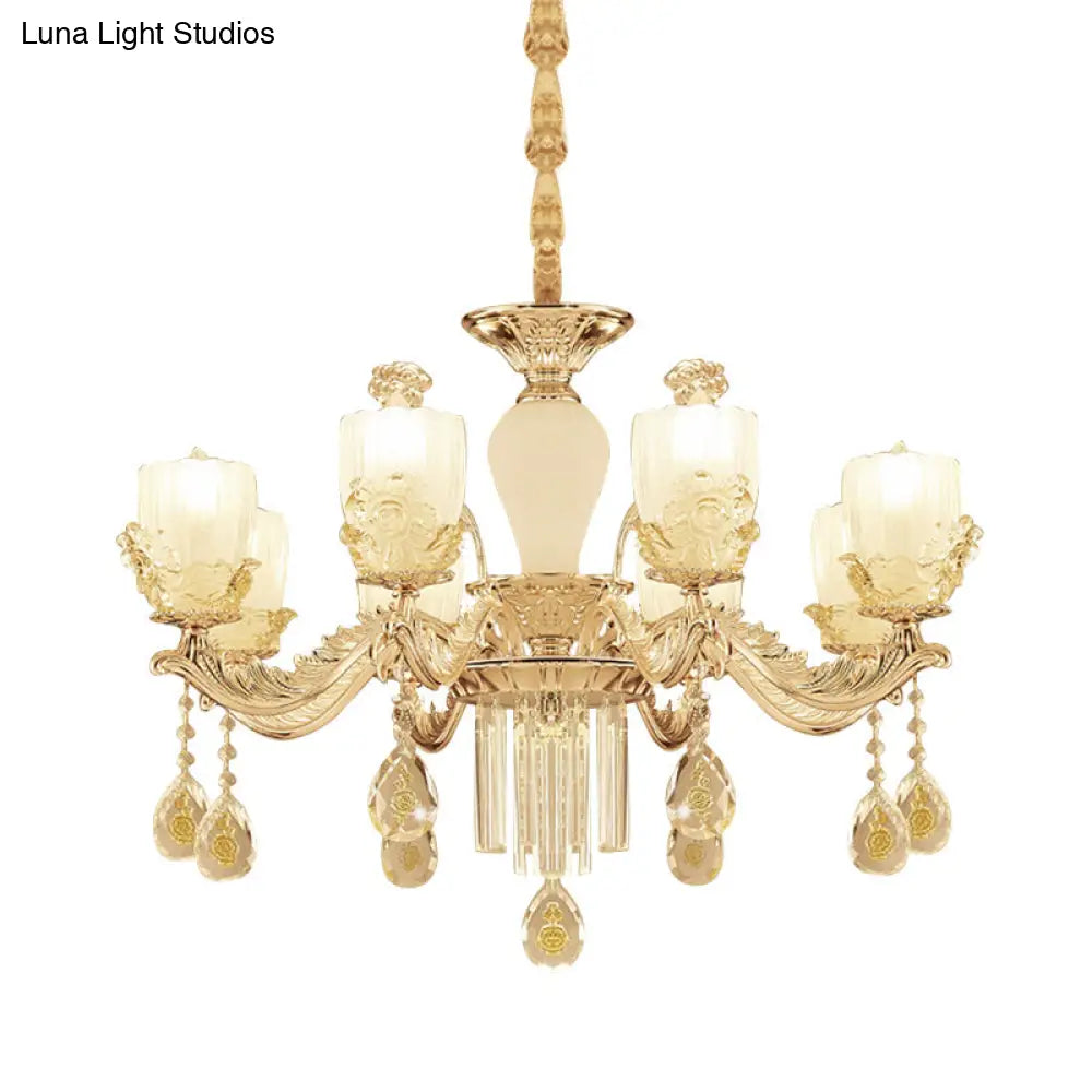 Sputnik Clear Glass Chandelier With 6/8 Gold Pendant Lights - Wide 27.5’/31.5’ Sleek And