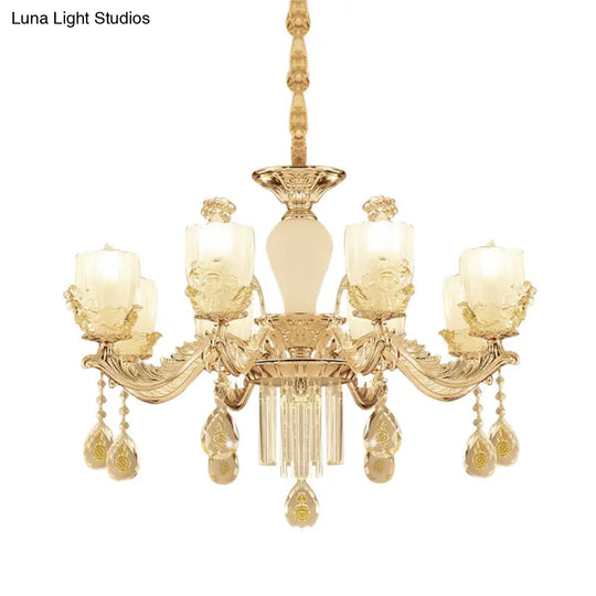 Sputnik Clear Glass Chandelier With 6/8 Gold Pendant Lights - Wide 27.5’/31.5’ Sleek And