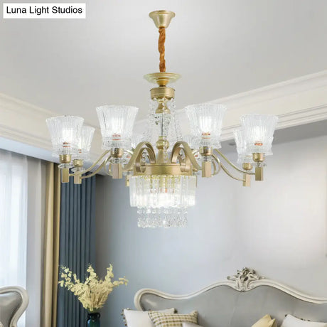 Sputnik Crystal Chandelier - Contemporary Ceiling Light With 11/13/15 Satin Brass Heads 37.5/40.5/41