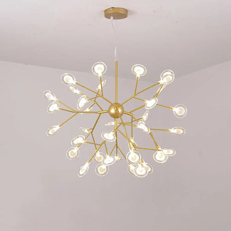 Sputnik Firefly Led Suspension Light - Acrylic Bedroom Chandelier Lighting 36 / Gold
