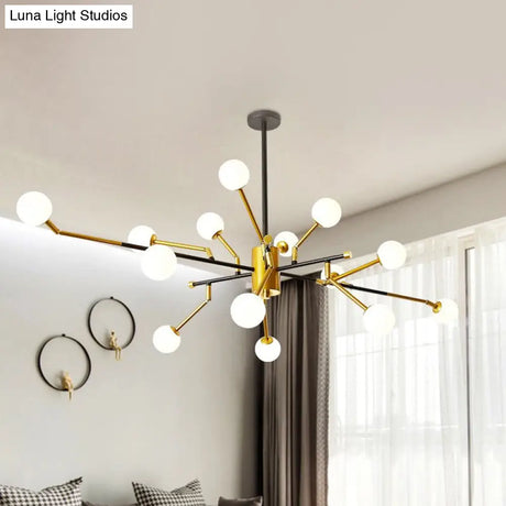 Sputnik Metal Chandelier Lighting With Brass Finish Contemporary Multi-Light Pendant In Gold
