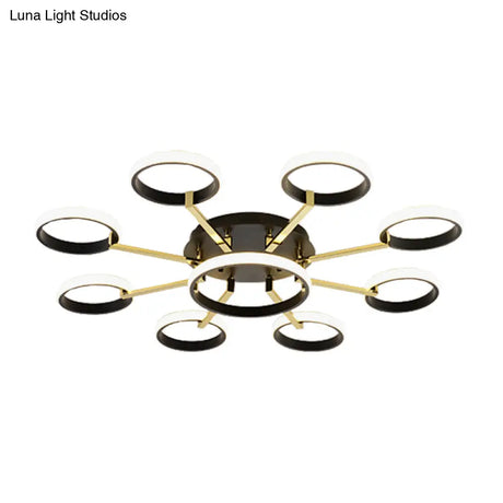 Sputnik Modern Acrylic Flush Mount Ceiling Light With Integrated Led 7/9 Lights Black For Living