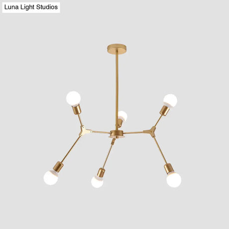 Sputnik Modern Chandelier With White Glass Shade - Metal Pendant Light Fixture