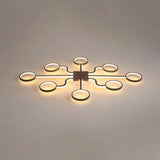 Sputnik Nordic Iron Ceiling Flush-Mount Light With Ring Shade - 4/6/8 Head Options Black
