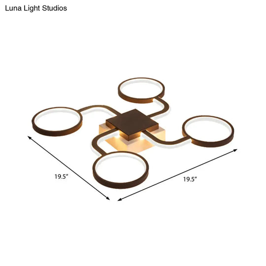 Sputnik Nordic Iron Ceiling Flush-Mount Light With Ring Shade - 4/6/8 Head Options Black