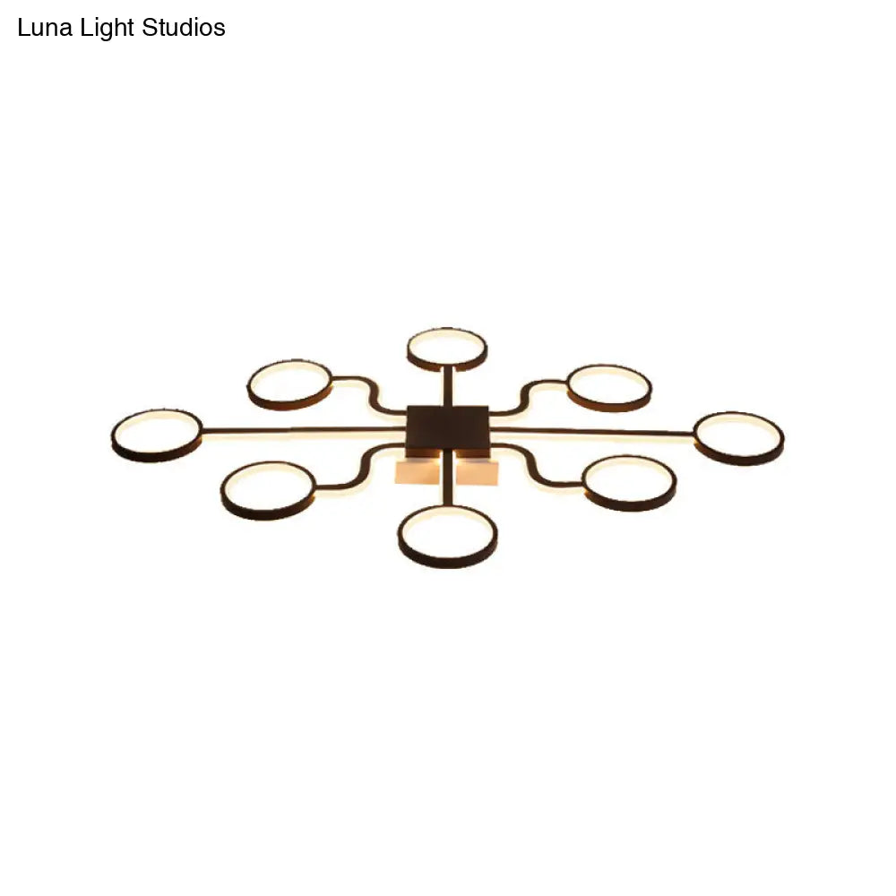 Sputnik Nordic Iron Ceiling Flush-Mount Light With Ring Shade - 4/6/8 Head Options Black