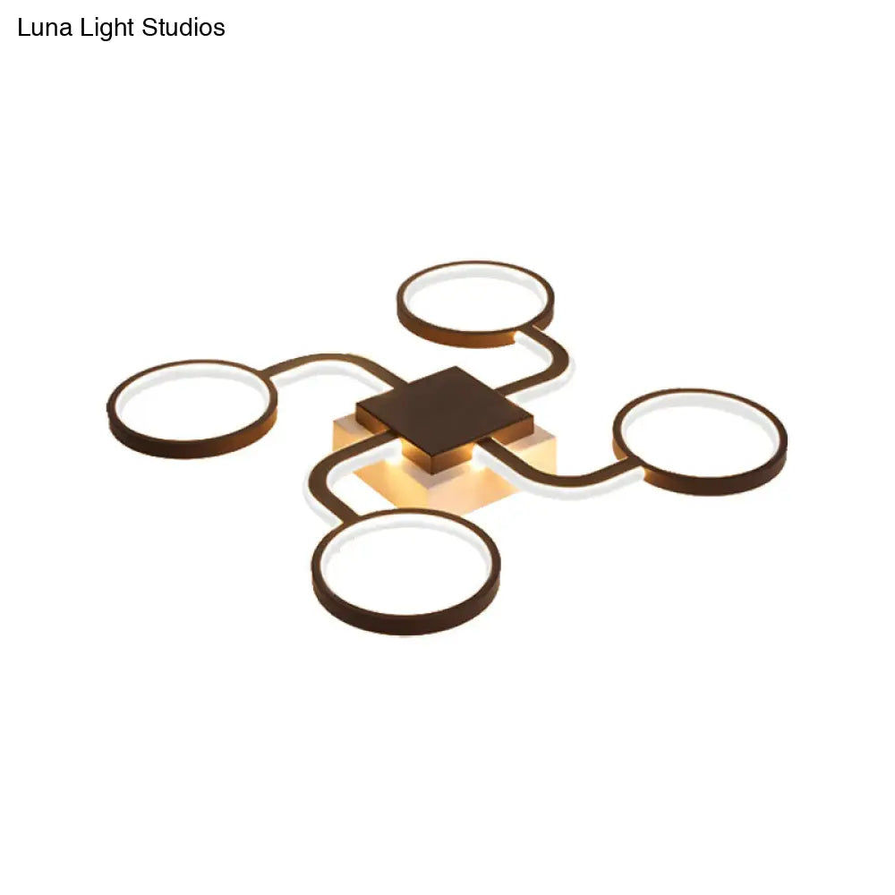 Sputnik Nordic Iron Ceiling Flush-Mount Light With Ring Shade - 4/6/8 Head Options Black