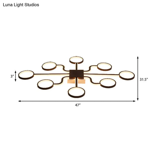 Sputnik Nordic Iron Ceiling Flush-Mount Light With Ring Shade - 4/6/8 Head Options Black