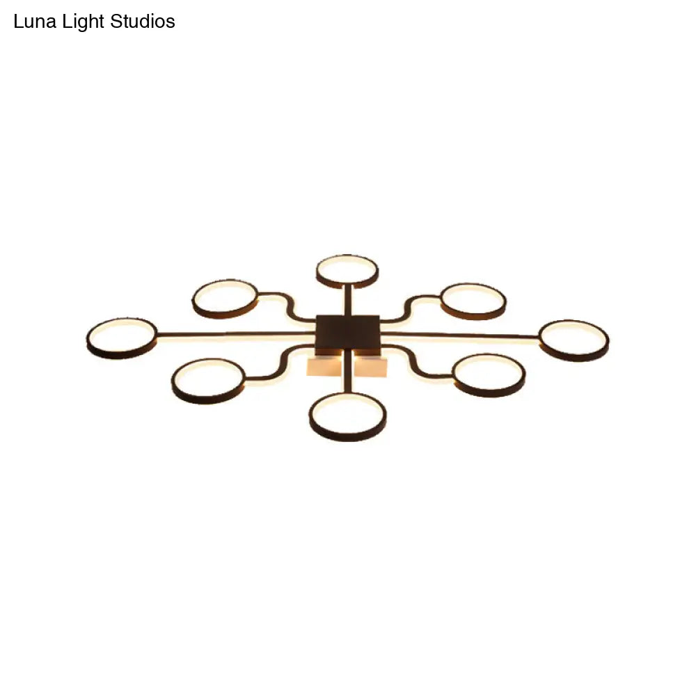 Sputnik Nordic Iron Ceiling Flush-Mount Light With Ring Shade - 4/6/8 Head Options Black