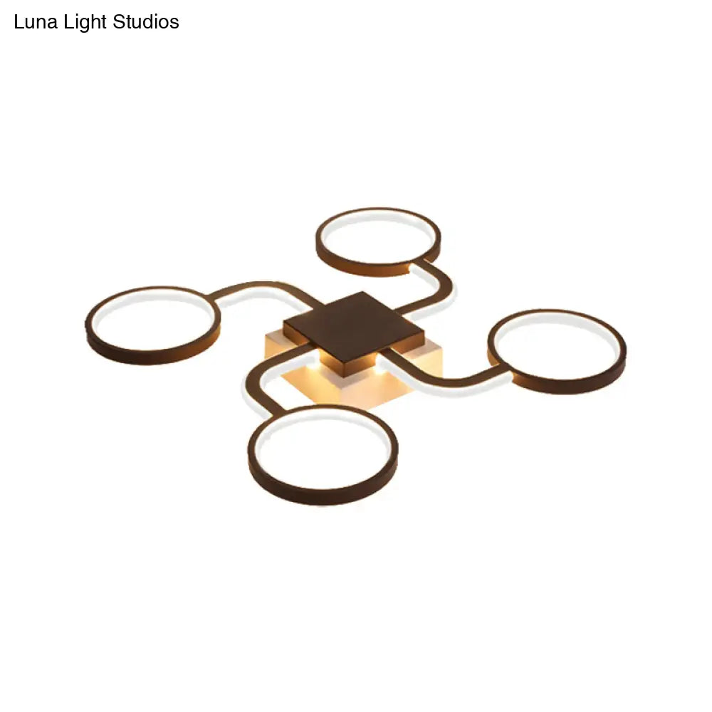 Sputnik Nordic Iron Ceiling Flush-Mount Light With Ring Shade - 4/6/8 Head Options Black