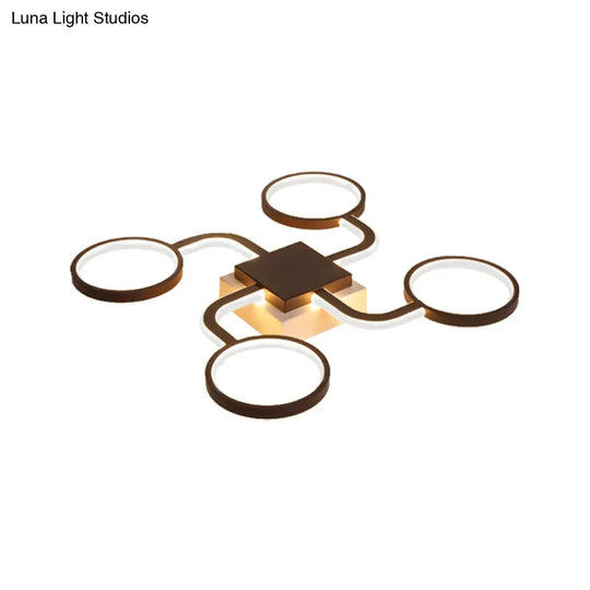 Sputnik Nordic Iron Ceiling Flush-Mount Light With Ring Shade - 4/6/8 Head Options Black