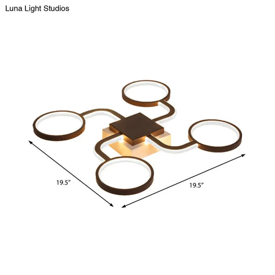 Sputnik Nordic Iron Ceiling Flush-Mount Light With Ring Shade - 4/6/8 Head Options Black