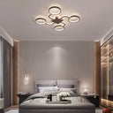 Sputnik Nordic Iron Ceiling Flush-Mount Light With Ring Shade - 4/6/8 Head Options Black 4 / White