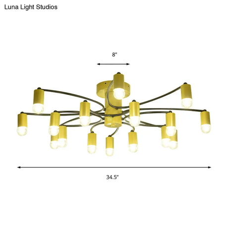 Sputnik Semi Flush Mount Metal Ceiling Lamp - 12/16 Lights Modern Design In Gold/Black