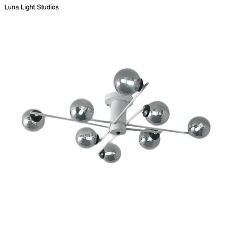 Sputnik Semi Flush Mount Silver Glass Ceiling Light Fixture - Modern Postmodern Design With 6/8/10