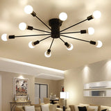 Sputnik Style Ceiling Light In Black/White/Gold With 6/8/10 Heads - Contemporary Semi - Mount