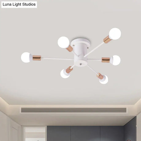 Sputnik Style Ceiling Light In Black/White/Gold With 6/8/10 Heads - Contemporary Semi - Mount