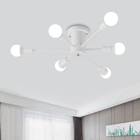 Sputnik Style Ceiling Light In Black/White/Gold With 6/8/10 Heads - Contemporary Semi - Mount