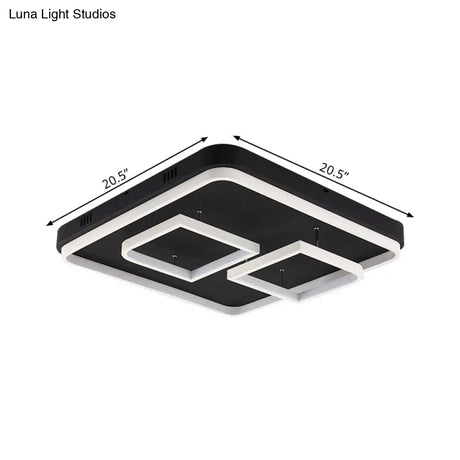 Square Acrylic Led Ceiling Light Fixture - 16.5’/20.5’/24.5’ Wide Modern Semi Mount