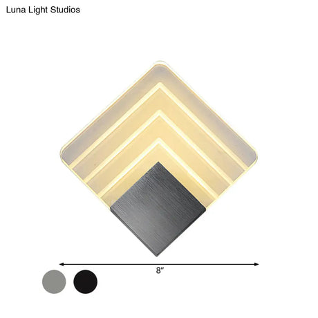 Square Led Wall Sconce - 5.5/8 Width Acrylic Light Aged Silver/Black Finish