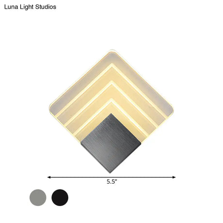 Square Led Wall Sconce - 5.5/8 Width Acrylic Light Aged Silver/Black Finish