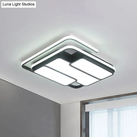 Square Metal Flush Led Black Ceiling Light - Remote Controlled Stepless Dimming 16’/19.5’ Width