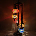 Stained Art Glass Floor Lamp - Traditional Beige/Red/Yellow Elliptical Design 5 Heads Bedroom