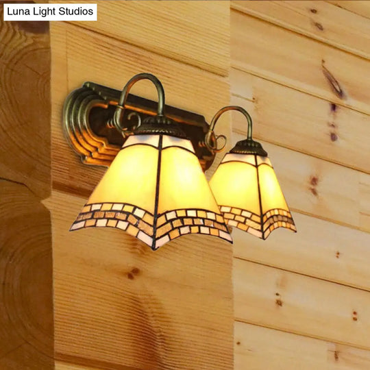 Stained Glass Mission Wall Sconce With Adjustable Gooseneck Lights