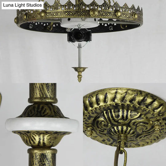 Stained Glass Pendant Lamp - Adjustable Chain 3 Lights Brass