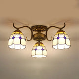 Stained Glass Vintage Ceiling Light - 3-Light Semi Flushmount In