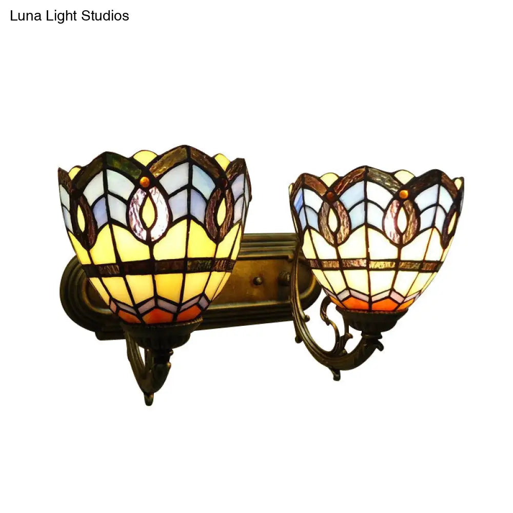 Stained Glass Vintage Wall Sconce Lamp Fixture For Bedroom Lighting