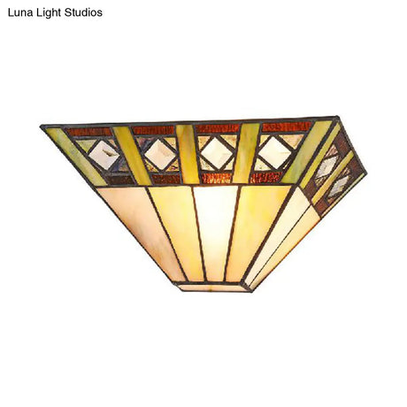 Stained Glass Wall Sconce With Trapezoid Shade - Perfect For Bedroom Lighting