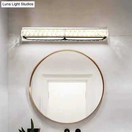 Stainless Steel Bathroom Vanity Sconces With Crystal Embedded Mirror Lights