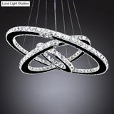 Modern Interlacing Rings Chandelier: Stainless Steel Pendant Light For Bedrooms Clear / 8+16+23.5