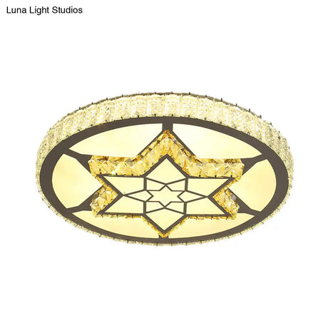 Stainless - Steel Led Flush Mount Ceiling Light With Clear Crystal Block Design