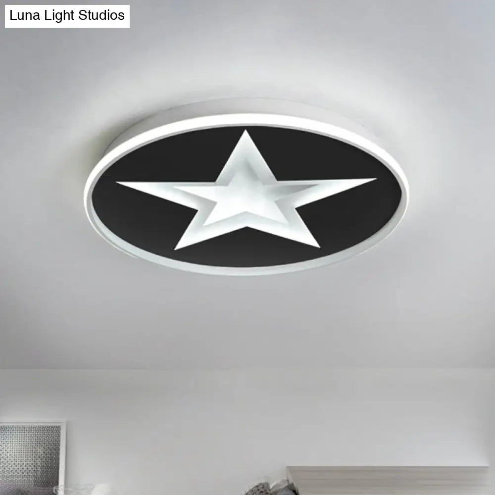 Star Pattern Nordic Acrylic Led Flush Mount Lighting In Black White/Warm Light - Bedroom Fixture