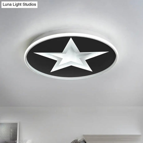 Star Pattern Nordic Acrylic Led Flush Mount Lighting In Black White/Warm Light - Bedroom Fixture