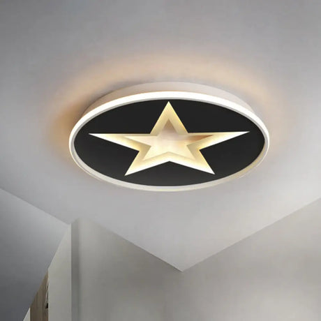 Star Pattern Nordic Acrylic Led Flush Mount Lighting In Black White/Warm Light - Bedroom Fixture /