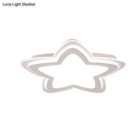 Star - Shaped Acrylic Flush Mount Light For Child’s Bedroom With Simple White Style