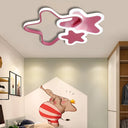 Star Shaped Led Ceiling Mount Light For Girls Bedroom - Modern Acrylic Flush Fixture Pink / Warm