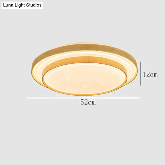 Star Sky Ceiling Lamp Led Round Master Bedroom Atmosphere Simple Modern Solid Wood As Show / Dia52Cm