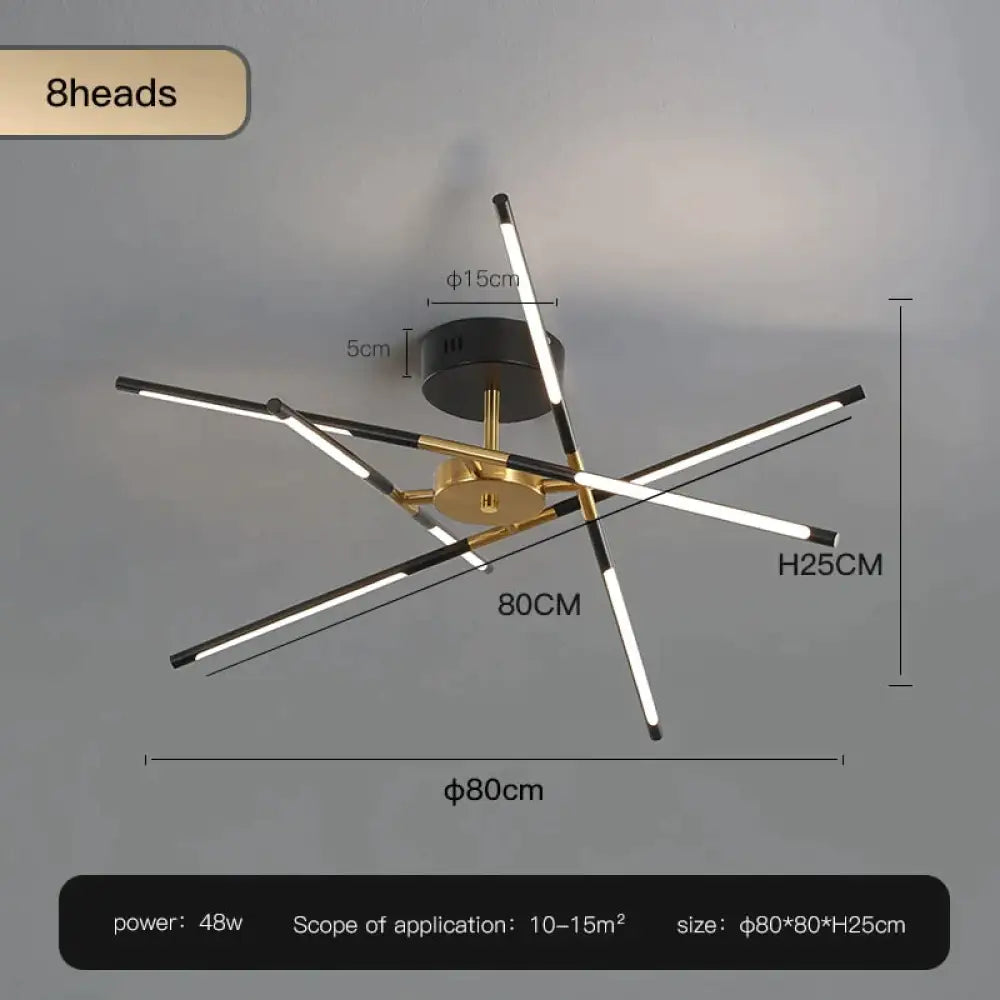 Starbeam Modern Chandelier C Black 8 heads / Warm light