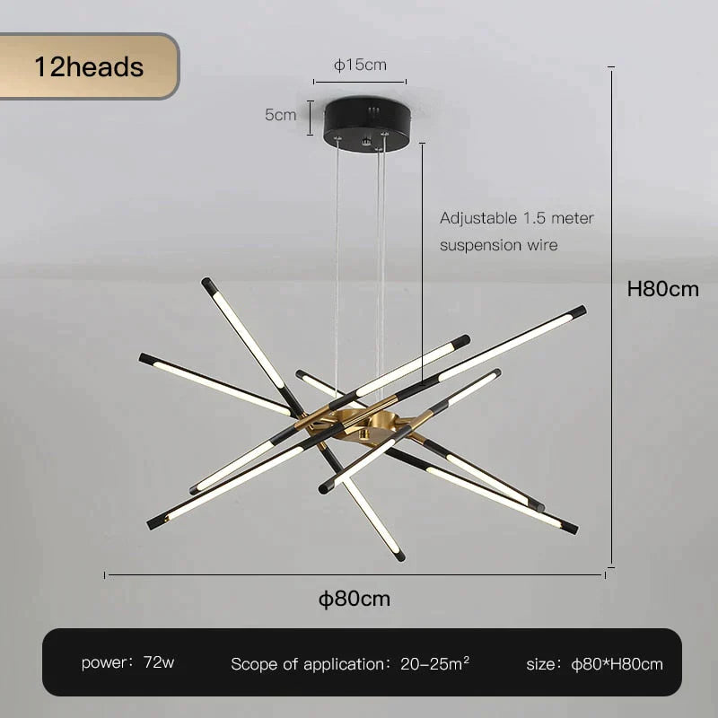 Starbeam Modern Chandelier D Black 12 heads / Warm light
