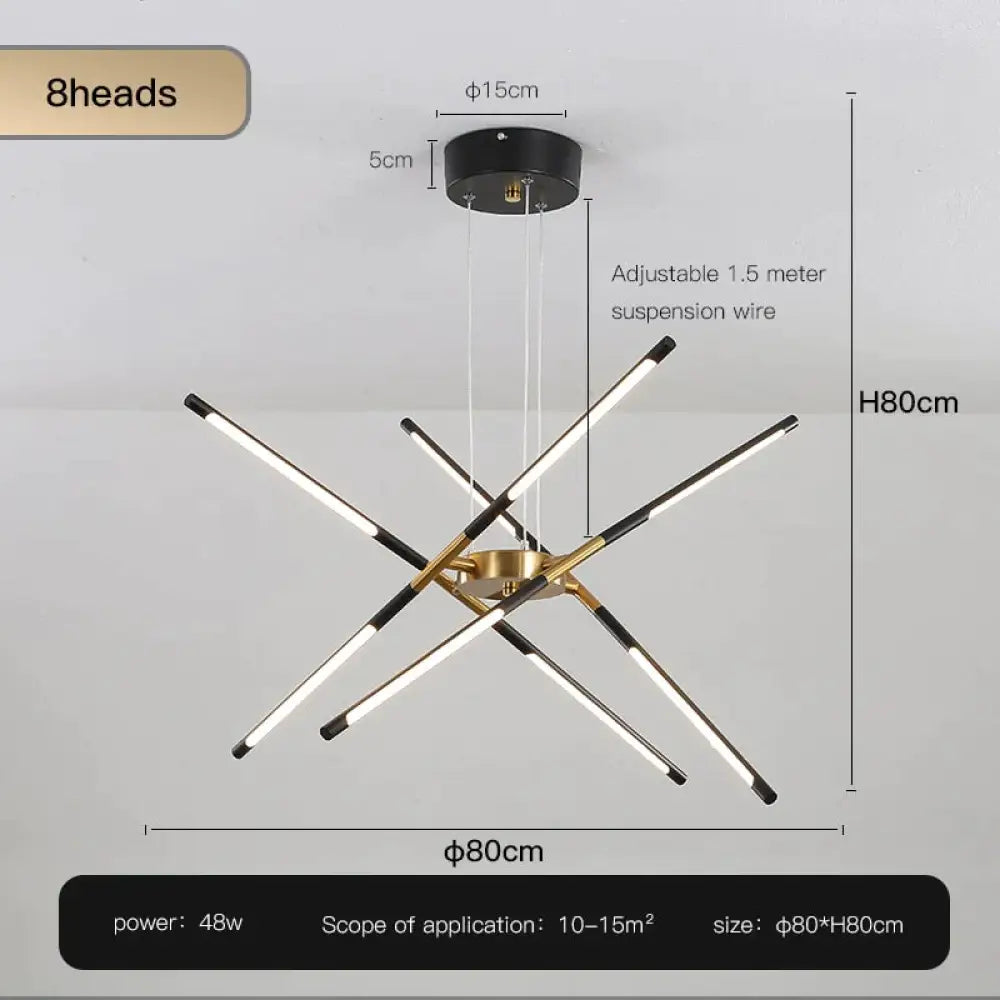 Starbeam Modern Chandelier D Black 8 heads / Warm light