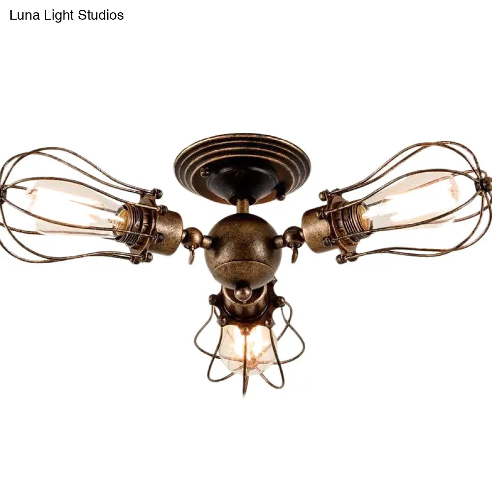 Starburst Ceiling Light Fixture - Retro Industrial Metal Flush Mount For Bedroom