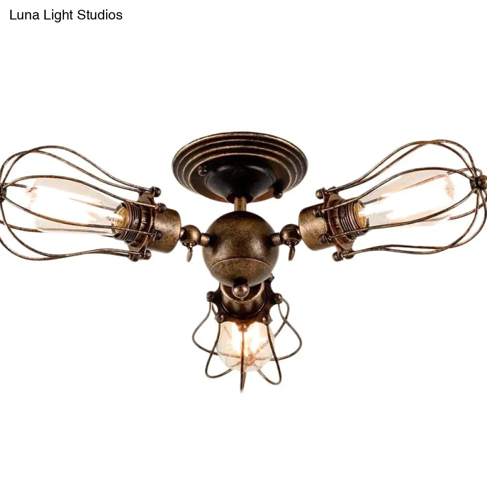 Starburst Ceiling Light Fixture - Retro Industrial Metal Flush Mount For Bedroom